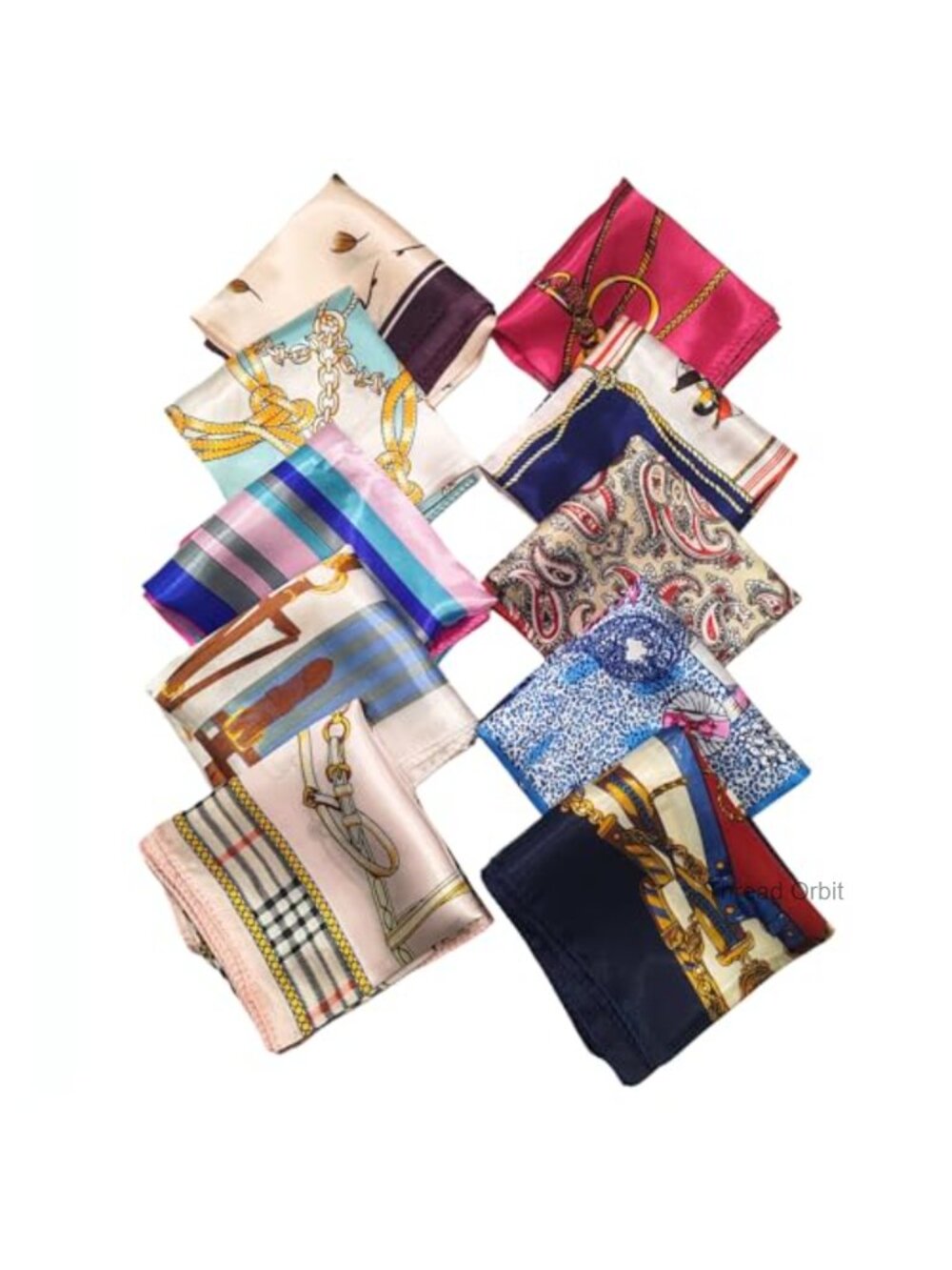 Satin Square Scarves 10 Pack Silky Neck Head Wrap Bandana Set